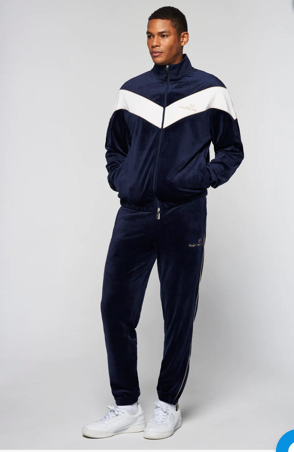 Sergio Tacchini Gallone Velour Track Jacket Blue